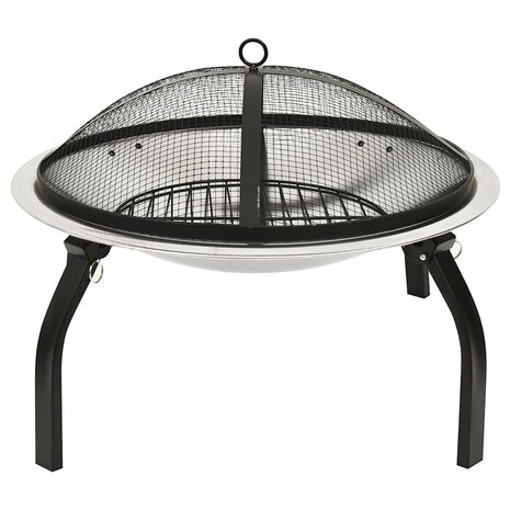 Vuurschaal en barbecue 2-in-1 met pook 56x56x49 cm rvs 3