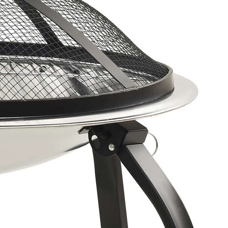 Vuurschaal en barbecue 2-in-1 met pook 56x56x49 cm rvs 6