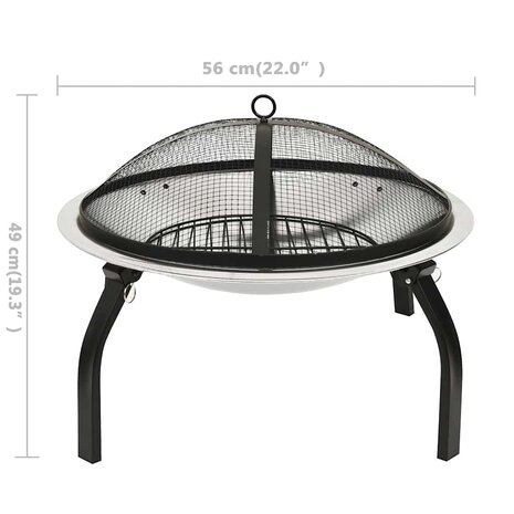Vuurschaal en barbecue 2-in-1 met pook 56x56x49 cm rvs 10