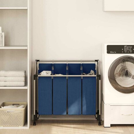 Wassorteerder met 4 zakken staal blauw 1