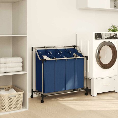 Wassorteerder met 4 zakken staal blauw 3