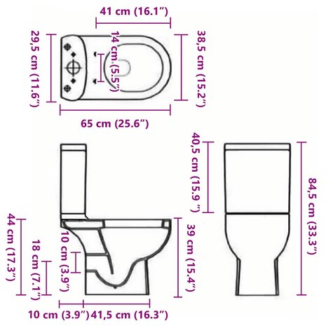 Toilet met afvoer achter keramiek zwart 10