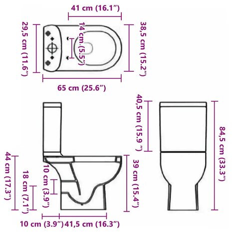Toilet met afvoer achter keramiek wit 10