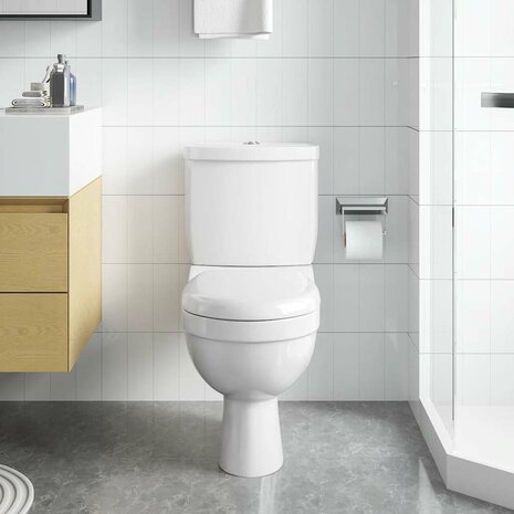Toilet met stortbak wit 3