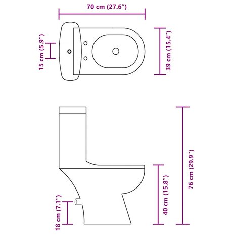 Toilet met stortbak wit 9