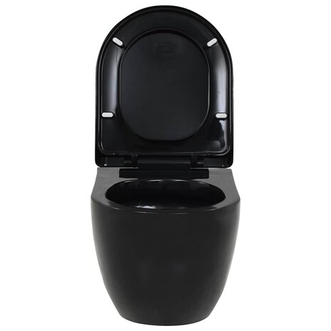 Hangend toilet met verborgen stortbak keramiek zwart 5