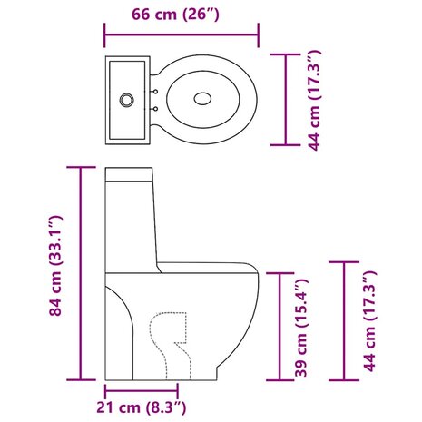 Toilet rond afvoer onder keramiek wit 9