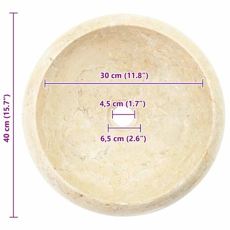 Gootsteen 40x12 cm marmer cr&egrave;me 9
