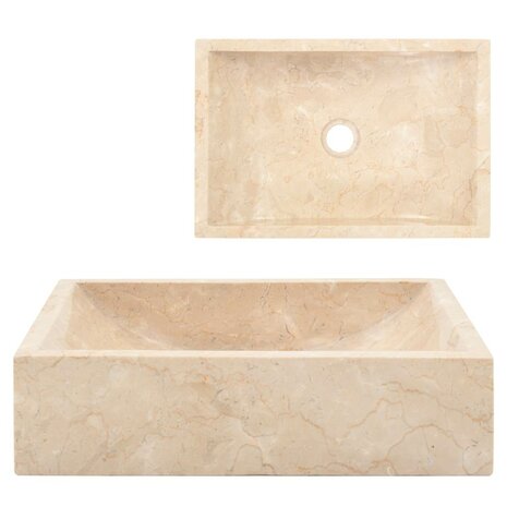 Gootsteen 45x30x12 cm marmer hoogglans cr&egrave;mekleurig 2