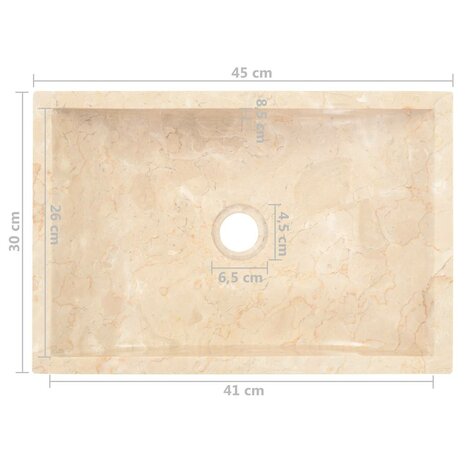 Gootsteen 45x30x12 cm marmer hoogglans cr&egrave;mekleurig 12