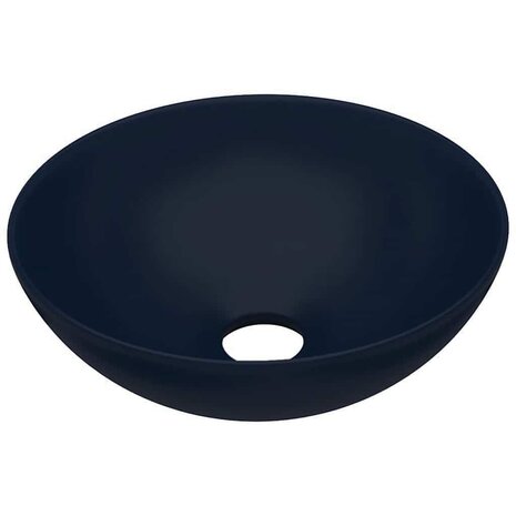 Wastafel rond keramiek donkerblauw 2