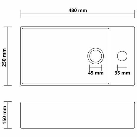 Wastafel met overloop keramiek matwit 7
