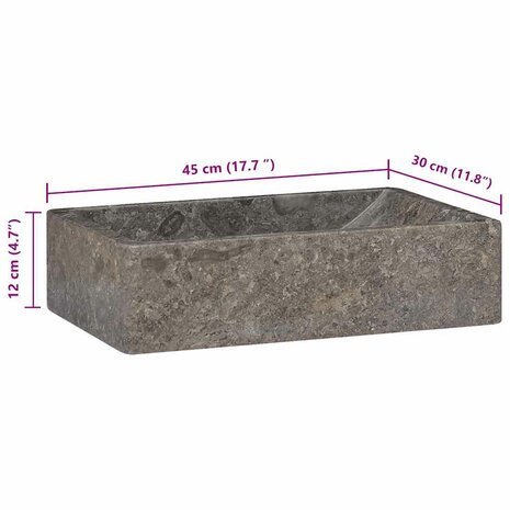 Gootsteen 45x30x12 cm marmer hoogglans grijs  10