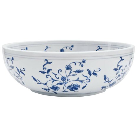 Opzetwasbak rond &Phi;41x14 cm keramiek wit en blauw 2