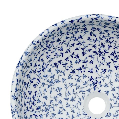 Opzetwasbak rond &Phi;41x14 cm keramiek wit en blauw 5