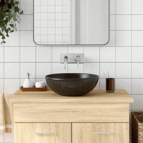 Opzetwasbak rond &Phi;41x14 cm keramiek zwart 1