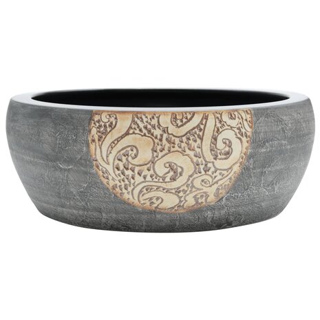 Opzetwasbak rond &Phi;41x14 cm keramiek zwart en bruin 2