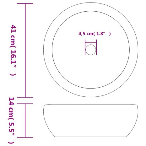 Opzetwasbak rond &Phi;41x14 cm keramiek zwart en bruin 6