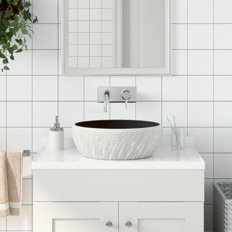 Opzetwasbak rond &Phi;41x14 cm keramiek zwart en grijs 1