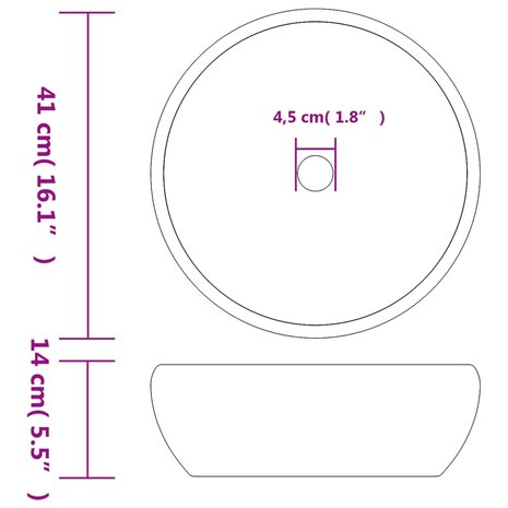 Opzetwasbak rond &Phi;41x14 cm keramiek zwart en grijs 6