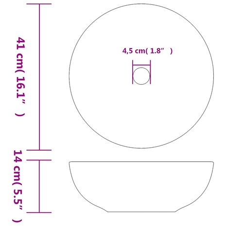 Opzetwasbak rond &Phi;41x14 cm keramiek zwart en blauw 6