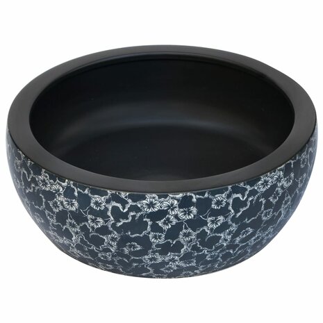 Opzetwasbak rond &Phi;41x14 cm keramiek zwart en blauw 3