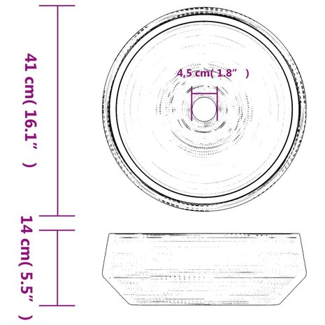 Opzetwasbak rond &Phi;41x14 cm keramiek grijs 6