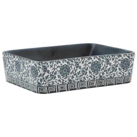 Opzetwasbak rechthoekig 46x35,5x13 cm keramiek zwart en blauw 2