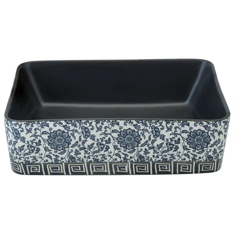Opzetwasbak rechthoekig 46x35,5x13 cm keramiek zwart en blauw 4