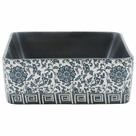 Opzetwasbak rechthoekig 46x35,5x13 cm keramiek zwart en blauw 5