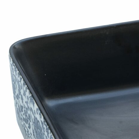 Opzetwasbak rechthoekig 46x35,5x13 cm keramiek zwart en blauw 7