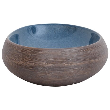 Opzetwasbak ovaal 59x40x15 cm keramiek bruin en blauw 5