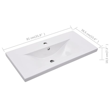 Inbouwwastafel 81x39,5x18,5 cm keramiek wit 7