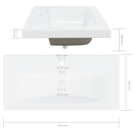Inbouwwastafel met kraan 81x39x18 cm keramiek wit 12