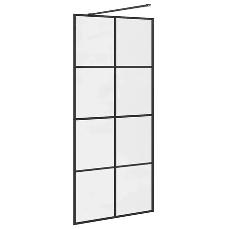 Inloopdouchewand 90x195 cm ESG-glas transparant en zwart 6