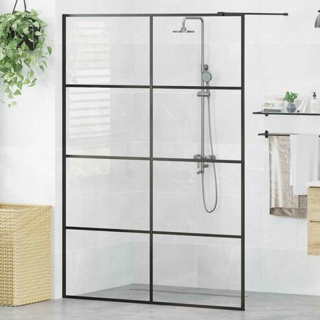 Inloopdouchewand 140x195 cm ESG-glas transparant en zwart 1