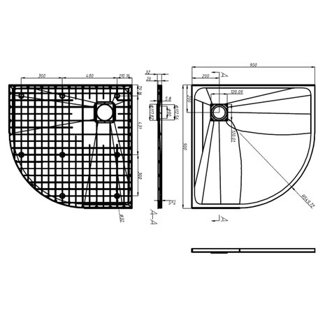 Douchebak 90x90 cm SMC zwart 8