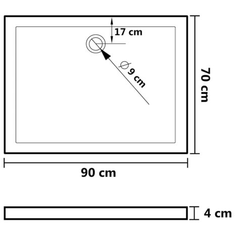 Douchebak rechthoekig 70x90 cm ABS 8