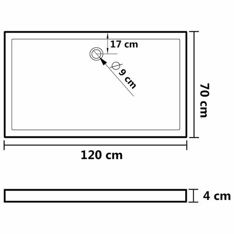 Douchebak rechthoekig 70x120 cm ABS wit 8