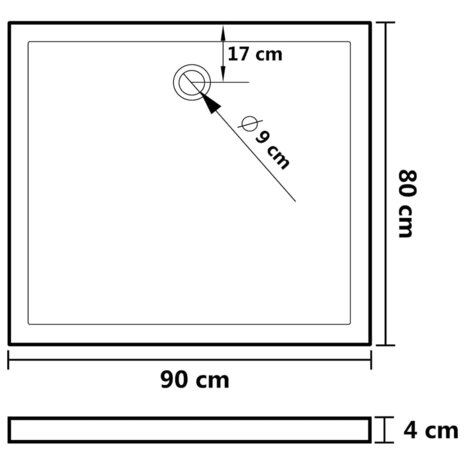 Douchebak rechthoekig 80x90 cm ABS wit 8
