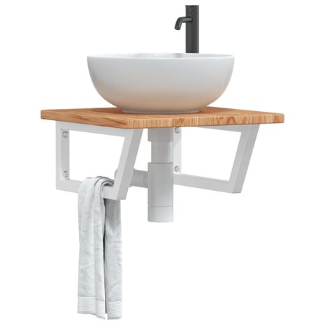 Badkamer wandschap staal en massief eikenhout 1