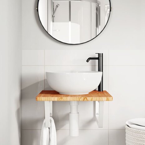 Badkamer wandschap staal en massief eikenhout 3