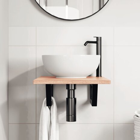 Badkamer wandschap staal en massief eikenhout 3