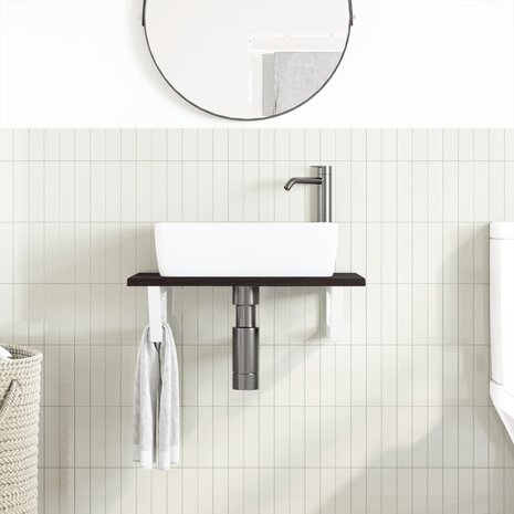 Badkamer wandschap staal en massief eikenhout 3