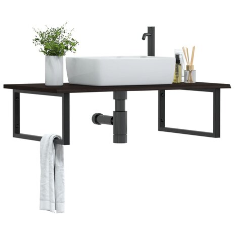 Badkamer wandschap staal en massief eikenhout 1