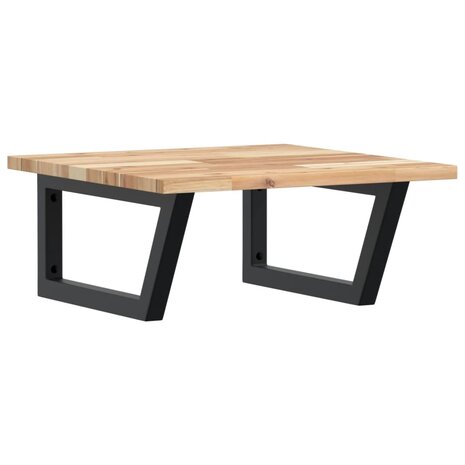 Badkamer wandschap staal en massief acaciahout 2
