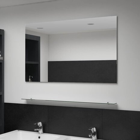 Wandspiegel met schap 100x60 cm gehard glas 1