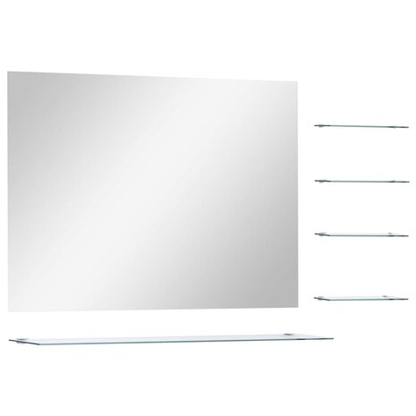 Wandspiegel met 5 schappen 80x60 cm zilverkleurig 2