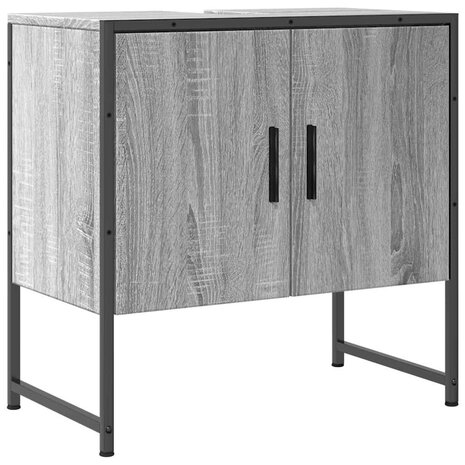 Wastafelkast 60x33x60 cm bewerkt hout grijs sonoma eikenkleurig 2
