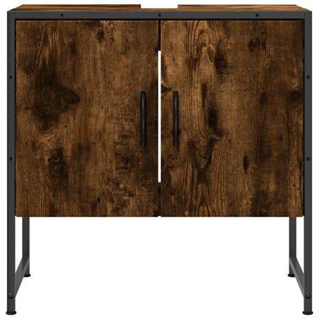 Badkamerkast 60x33x60 cm bewerkt hout gerookt eikenkleurig 4
